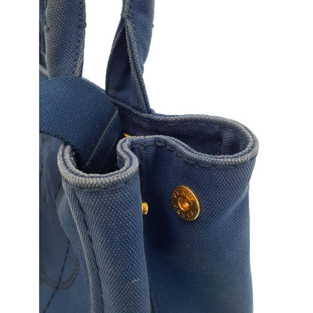 Prada Canapa Tote Denim canvas handbag top handles 2way Blue - Picture 7 of 9
